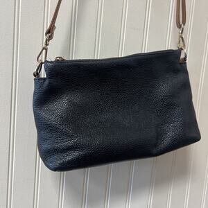 Valentina Black Small Leather Crossbody Handbag Made In Italy